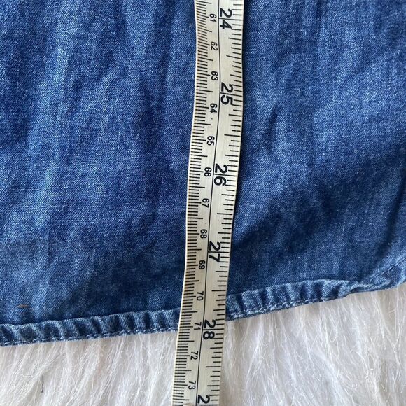 Maurices Top Sz M Chambray Button Front Long Sleeve Pocket Blue Casual Womens - Picture 8 of 9